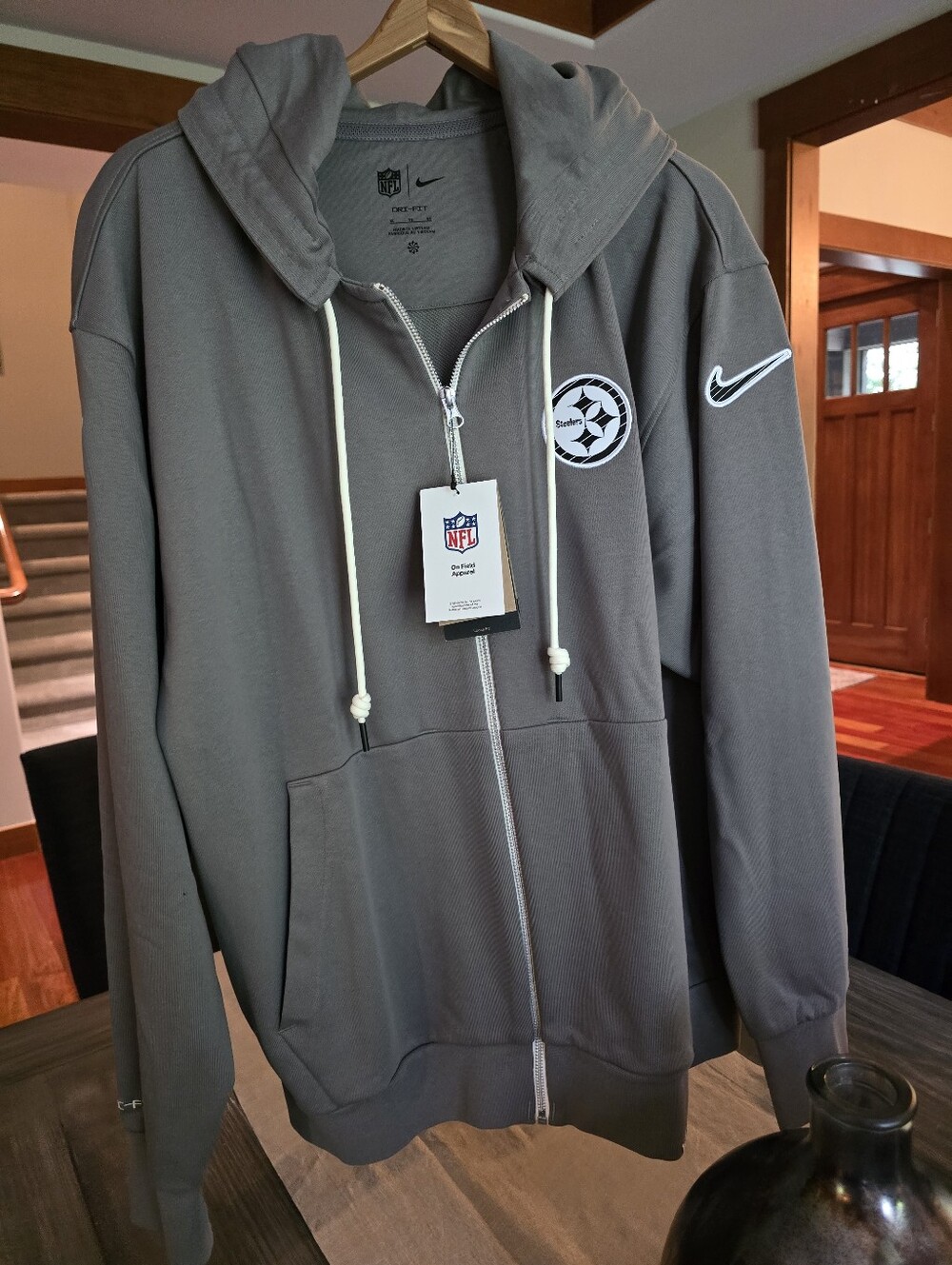 Nike Gray Full-Zip Hooded Steelers Jacket New w/tags Size XL. Popular & Rare